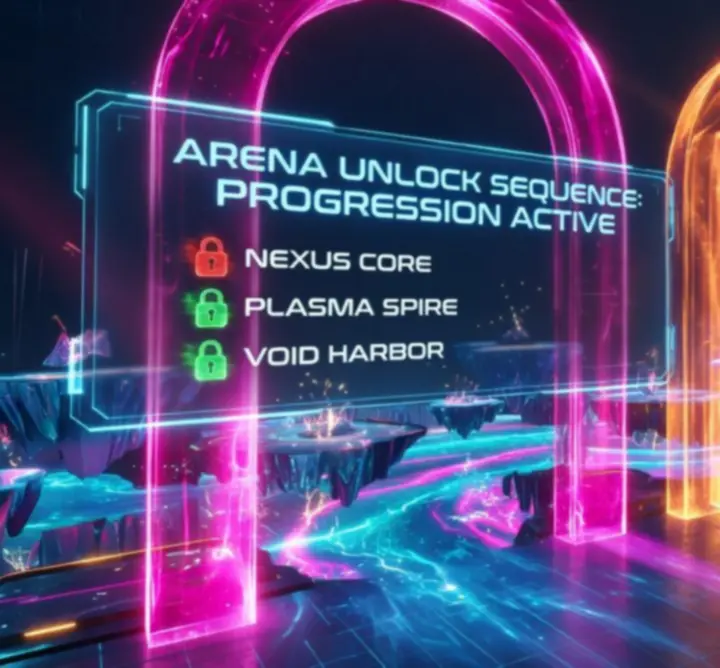 Arena-váltás és pályafeloldás vizuális bemutató